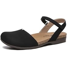 Athlefit Women's Closed Toe Sandals Comfort Cork Footbed Arch Support Flat Sandals