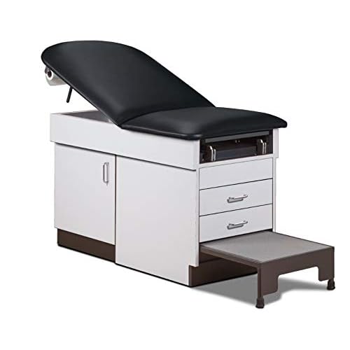MSEC by Clinton, Family Practice Exam Table with Integrated Step Stool, Stirrups and Paper Dispenser Included - Black, 72 L x 31 H x 30 W