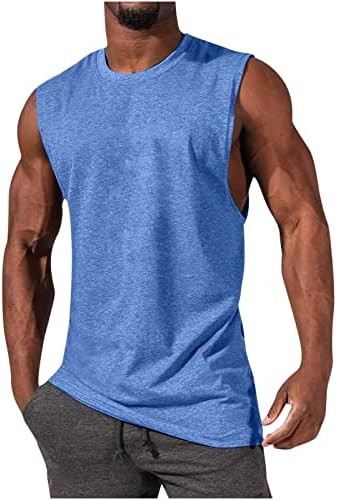 Muscularfit Gym Tank Tops for Men Casual Stylish Sleeveless Crewneck Basic Muscle Tee Shirt Big and Tall Solid Loose Pullover