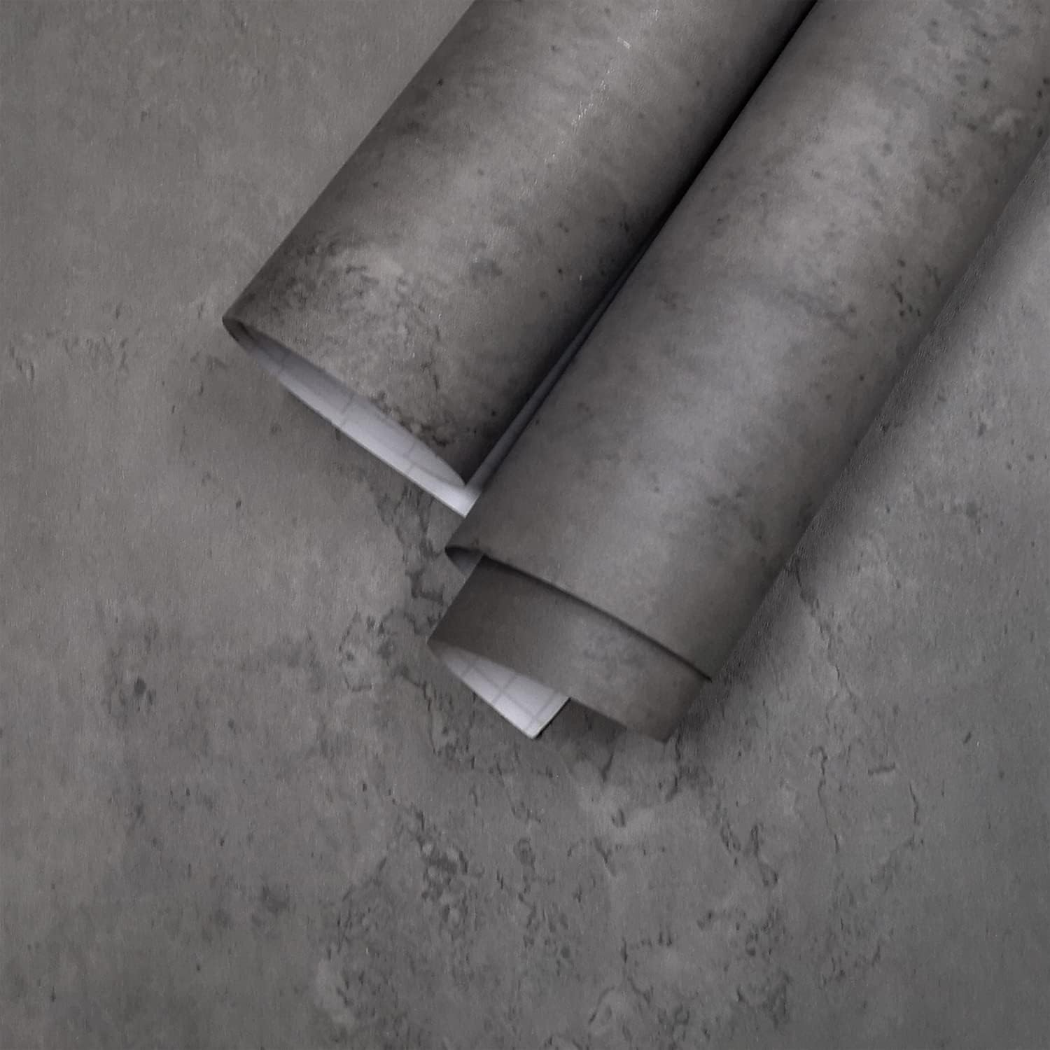 Dark Gray Concrete Wallpaper Peel and Stick Cement Contact Paper 16x708 inch Thick Matte Concrete Cement Texture Wallpaper Removable Self-Adhesive Vinyl Decor Roll for Kitchen Bedroom Bathroom